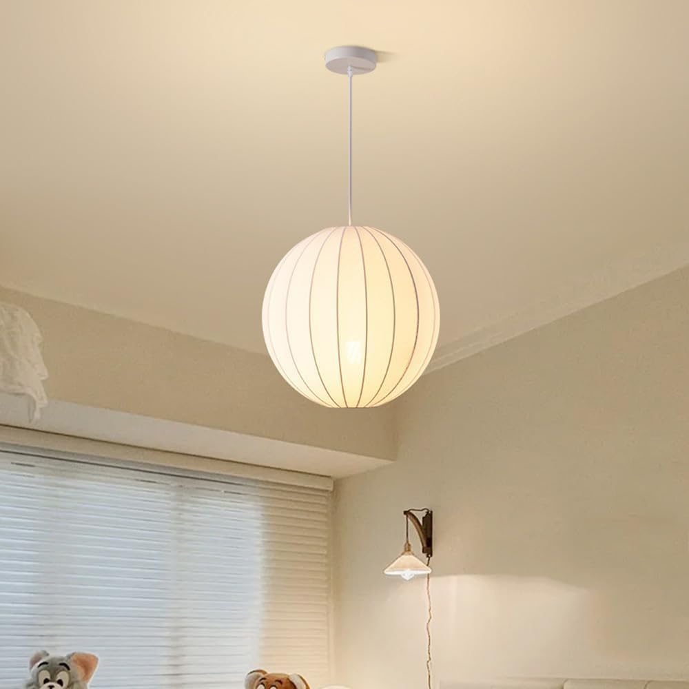 LYMSXAZOU Boho Fabric Chandelier - Rustic Industrial Pendant Light for Kitchen Island, Dining Room, and Living Room | Adjustable Ceiling Fixture(15.7in)