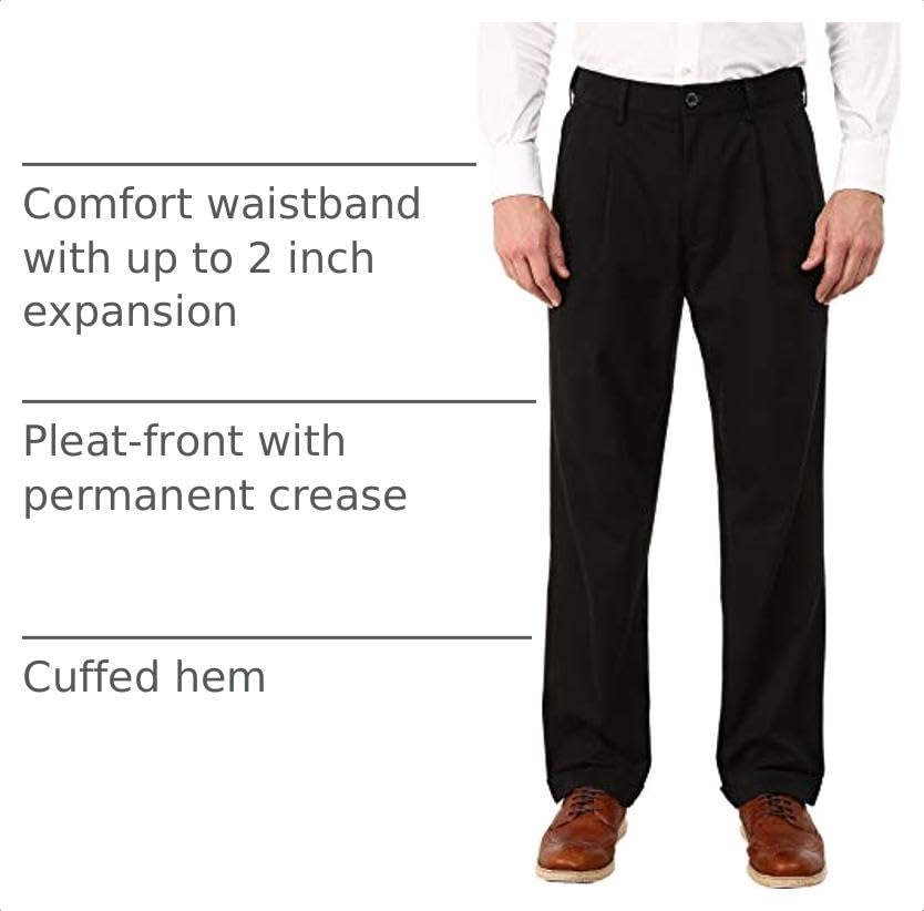 Dockers Men's Relaxed Fit Comfort Khaki Pants-Pleated, Black Metal, 34W x 30L - image 4
