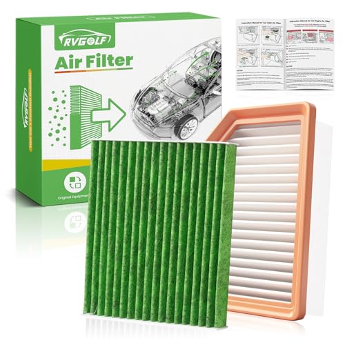 RVgolf Engine+Cabin Air Filters Set Fit for 2021 2022 2023 2024 2025 2026 Nissan Rogue AC Filter with Activated Carbon Combo Set Replacement Automotive Accessories# 16546-6RA0A 272775NA1A