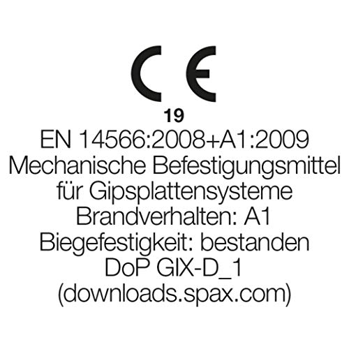 SPAX GIX-D Schnellbauschrauben 3,5 x 35 mm, Vollgewinde, 1000 Stück, Bohrspitze, Kreuzschlitz-H2, Trompetenkopf, Trockenbauschrauben für verstärkte Metallprofile – 1991170350355