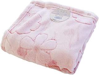 毛布 冬用 ひざ掛け フランネル 70×100cm 花柄 ピンク カービング 冬 リビング フラワー ふわさら ケット ブランケット
