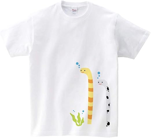 オリジナル Tシャツ ちんあなご にしきあなご 海 水中 泡 かわいい メンズ レディース キッズ プリント イラスト Tシャツ カットソー 通販 Amazon