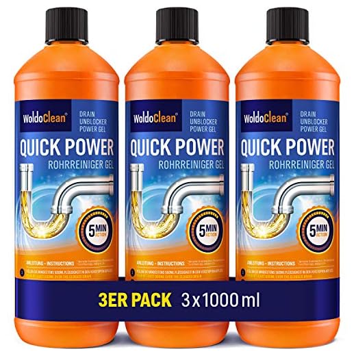 Desatascador tuberías líquido gel 3x 1.000ml - para tuberías de cocina y baño
