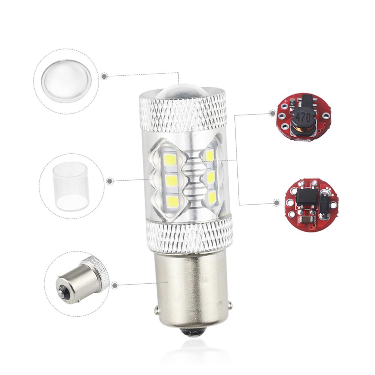 OUNONA 3 Juegos De Bombillas Led De 80 W 16 Smd Ba15s P21w Carcasa De Aluminio Luz De Señal De Freno 4 Unidades X 3