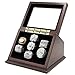Trophies Collectible Championship Rings Display Case Box with 7 Holes and Slanted Glass Window for Any Championship Rings -Rings are Not Included