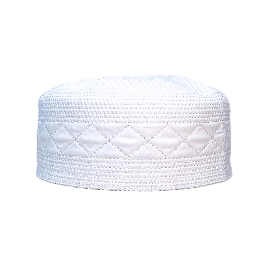 al inam cap house ICH Islamic Cap Namazi Topi Muslim Prayer Cap (Model no. W-20) Height- 8cm (White)-picture-47