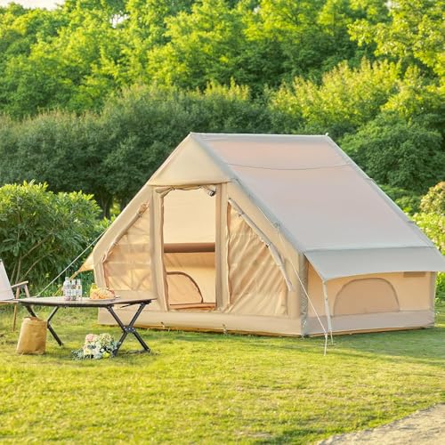 Aufblasbares Zelt, Einfacher Aufbau Camping Zelte Pop up Outdoor Zelt mit Handpumpe f&uuml;r 3-5 Personen, 300D Oxford 4-Jahreszeiten Wasser- & Winddicht...