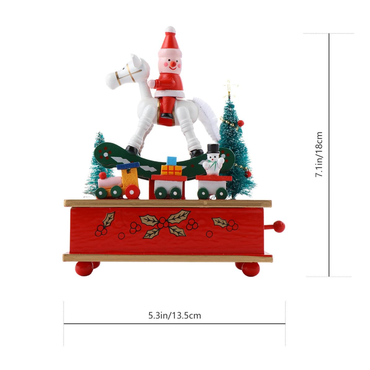 Caja de Navideña Portátil y Fácil de Usar de Madera Caballo Mecedor en Navidad Adecuado para de Oficina y