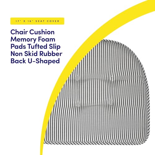 image for Sweet Home Collection Chair Cushion Memory Foam Pads Tufted Slip Non S