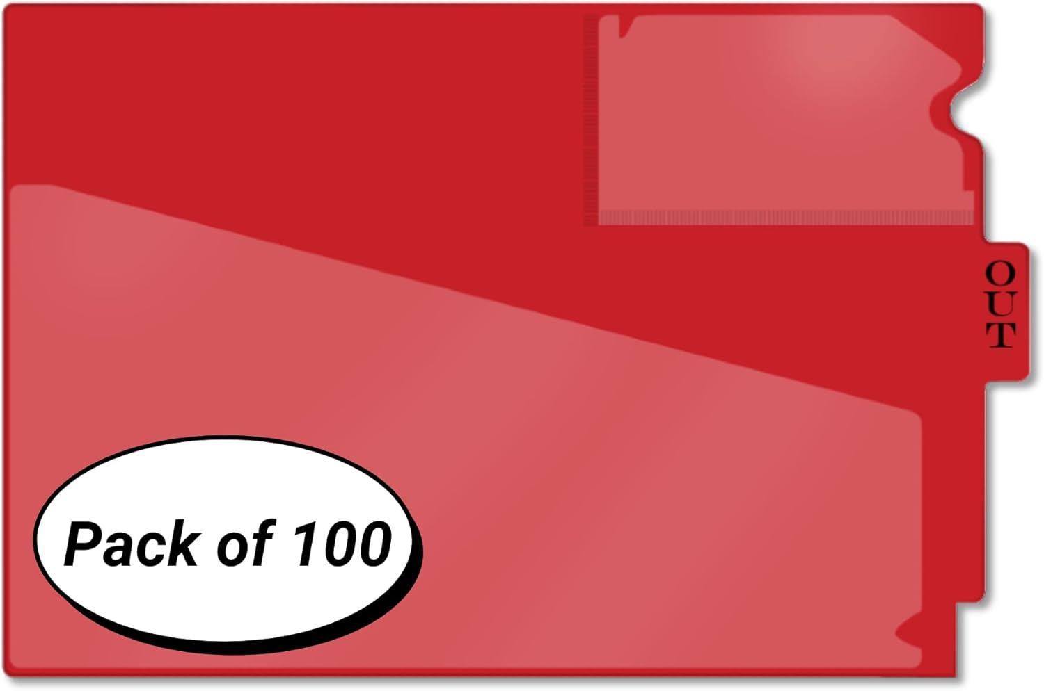 Center Tab Vinyl Out Guides with Front Pocket, Red (Letter Size 9 x 13-1/4) - 100/box