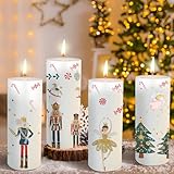 4 Pcs Christmas Pillar Candles Ballet Fairy Soy Wax Candles Christmas Tree Pillar Candles Table Centerpieces Candles for Christmas Home Party Dinner Decoration, 4 Styles