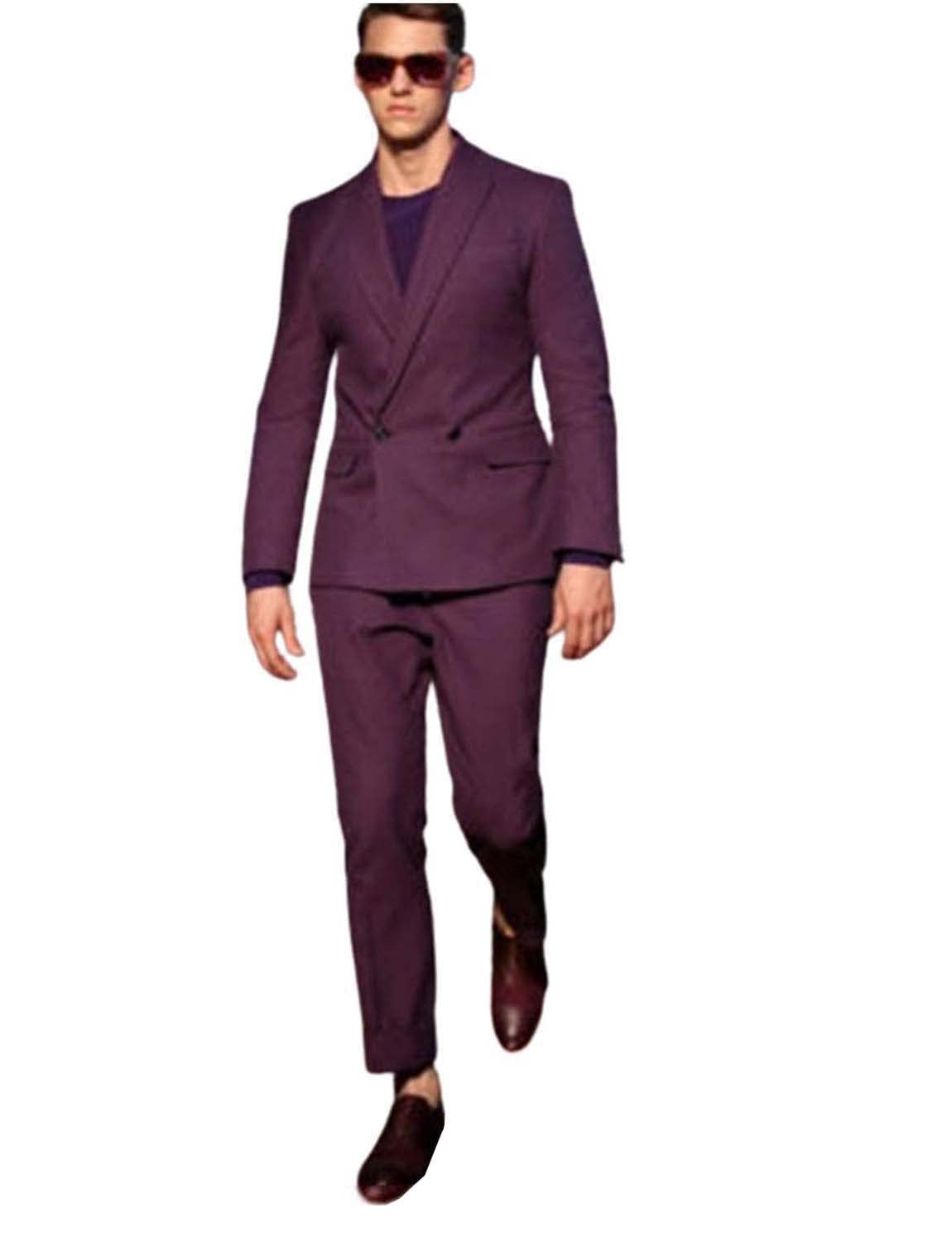 Uomo Abito Doppio Petto 2 Pezzi Abbigliamento Formale Outfit