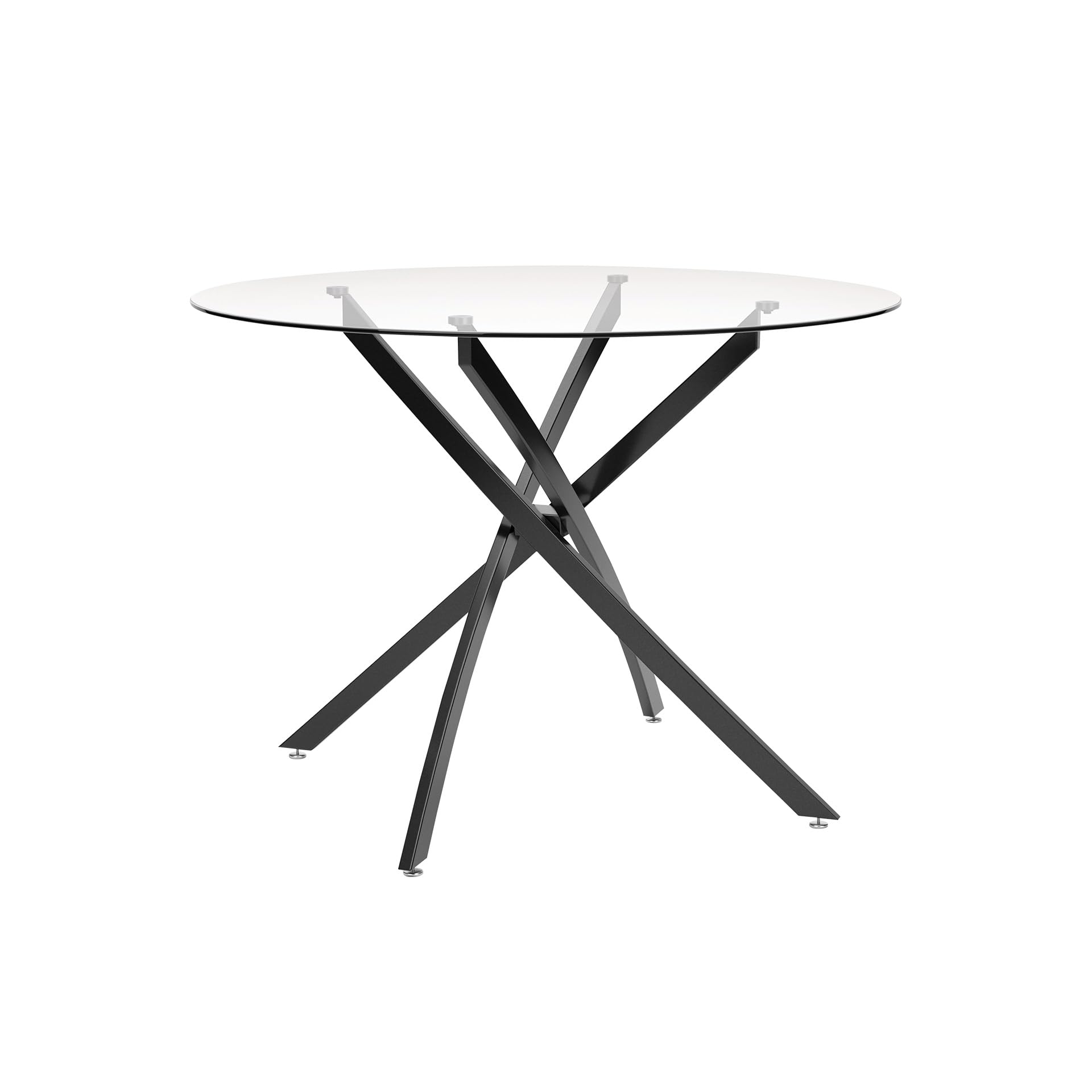 Signature Design by Ashley Pharwynn Modern Glass Tabletop Dining Table with Cross-Shaped Base, Black
