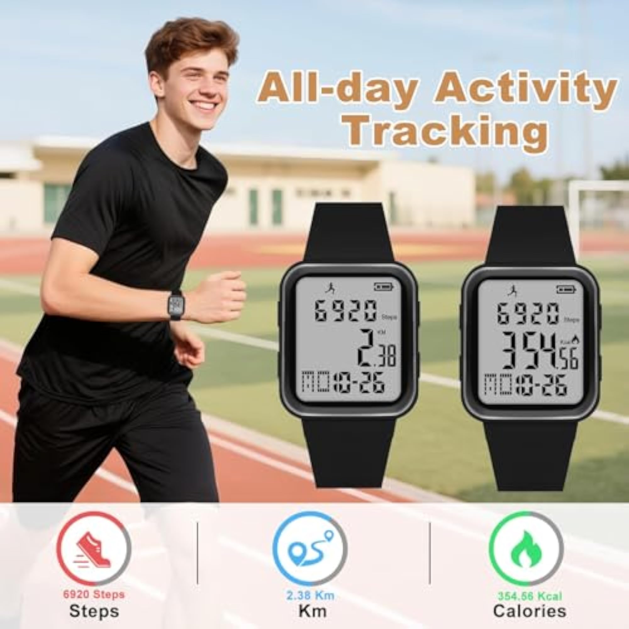 Unisex Digital Fitness Tracker Watch with Backlight