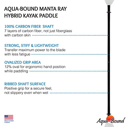 Aqua Bound Manta Ray Hybrid 2-Piece Kayak Paddle, White Fg Blade/Carbon Snap Button Shaft, 240 Cm #TOP3