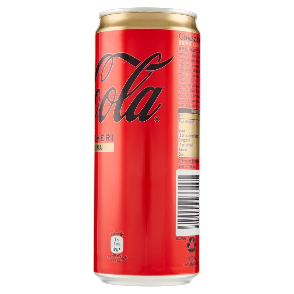 Italian Gourmet Cola Zero Zucker Zero Koffein 48x330ml Erfrischungsgetränk | Zuckerfrei und koffeinfrei für Alltag und Party, Nettomenge 15,84L