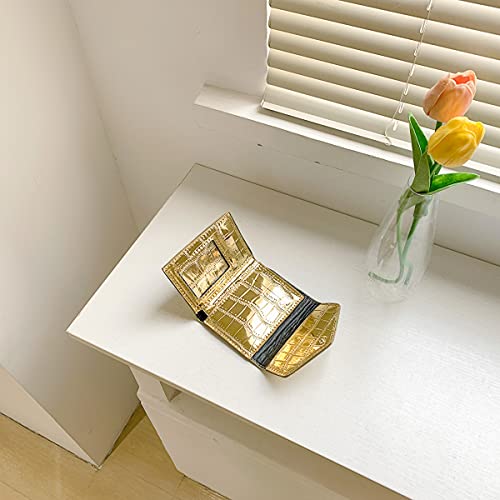 2023 fashion wallet European and American style card bag female cross-border trend multicolor bright versatile tide (Gold)2