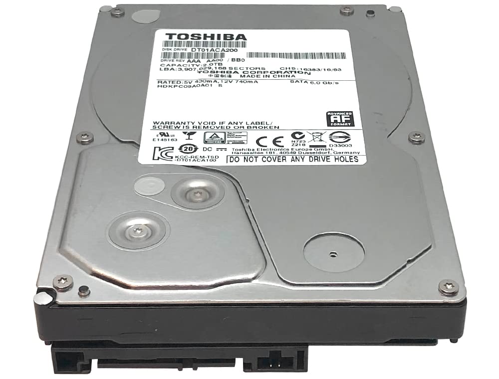 Toshiba ハードディスクドライブ HDD DT01ACA200 HDD、ハードディスクドライブ ブラック 東芝 2TB ハードディスク (DT01ACA200) Toshiba DT01ACA200 HDDデータ