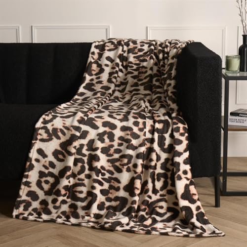 OHS Fleece Blanket Leopard Print Throw, Ultra Soft Comfy Fleece Throw Decorative Tones Easy Care Throws Over for Bed Sofa Couch Living Room, 125 x 150cm - Cosy Home Interiors OHS Fleece Blanket Leopard Print Throw, Ultra Soft Comfy Fleece Throw Decorative Tones Easy Care Throws Over for Bed Sofa Couch Living Room, 125 x 150cm - Image 2