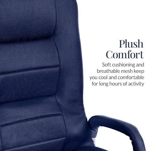 Image of Best Choice Products Swivel Gaming Chair 360 Degree Multipurpose Floor Chair Rocker for TV, Reading, Playing Video Games w /Lumbar Support, Armrest Handles, Adjustable Foldable Backrest - Navy