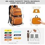 Seektop 40L Foldable Hiking Backpack for Women Men Lightweight Packable Travel Backpack Carry on Flight Approved for Outdoor Camping Sport Leisure (Orange) - Image 3