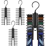 4 St&uuml;ck Krawattenhalter, Verstellbarer Krawattenb&uuml;gel mit Rutschfestem Clip, Krawatten Aufbewahrung, G&uuml;rtelhalter Und Schalhalter, 360&deg; drehbar, Platzsparende Ordnung F&uuml;r Accessoires Im Schrank