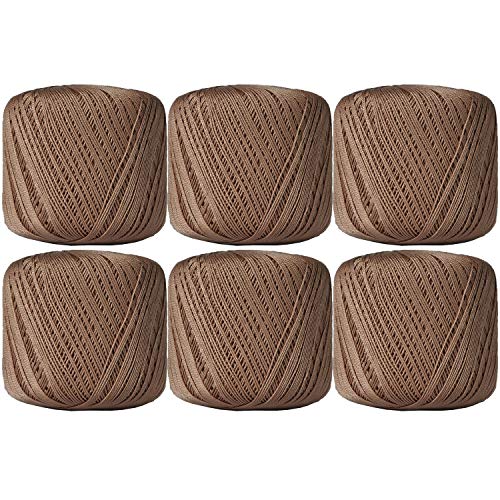 Image of ThreadArt 100% Cotton Crochet Thread Size 10, 6 Ball Pack, Light Brown 33 | Soft pure cotton crochet thread for lace, doilies, amigurumi and crafts. Smooth finish with crisp stitch definition.