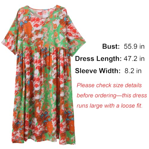 Image of Oversized Dress for Women Flowy Boho Plus Size Dresses Floral Print