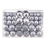 NJN 100pcs Christmas Ball Ornaments, Shatterproof Christmas Ornaments Set with Hand-held Gift Package for Xmas Tree(Sliver)