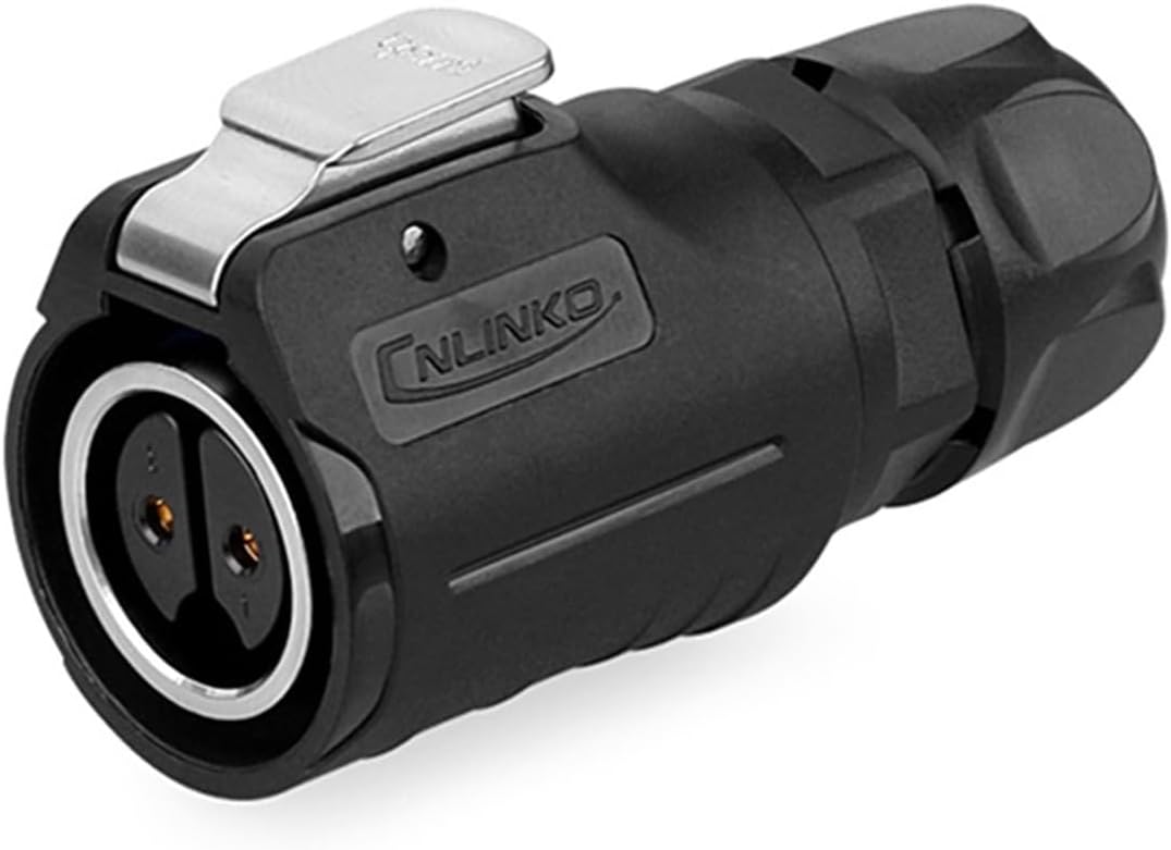 LP16 Power Cable Connector M16 Reverse Mount Female Male Metal Socket for Automotive Machinery Outdoor Use IP68(2-Pin Plug)