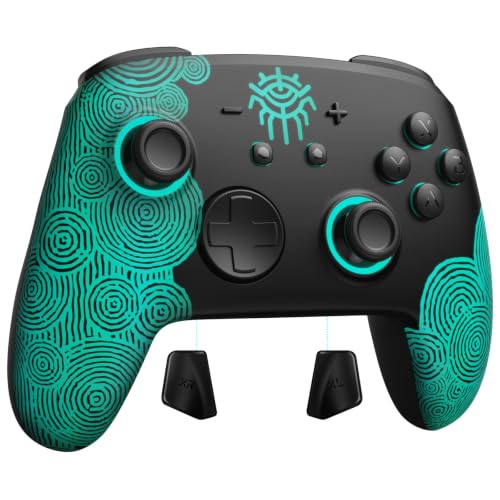 PALPOW Mando Pro Switch 2 NFC，Ergonomía Mando Switch Inalámbrico para Switch 1/Oled/Lite, Gamepad para pc gaming joystick de efecto Hall con Wake Up/7 LED Colores/Turbo/Gyro Axis/Vibración - Negro