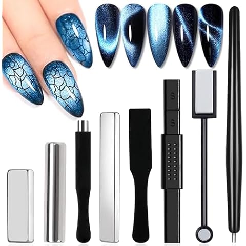 DANNEASY 8pcs Cat Eye Magnet for Nails Magnetic Gel Nail Polish Nail Magnets Wand Magnet Board Square Thickened Strong Nail Polish Magnet Nail Design Tools Acrylic Nail Art Accessories Cover