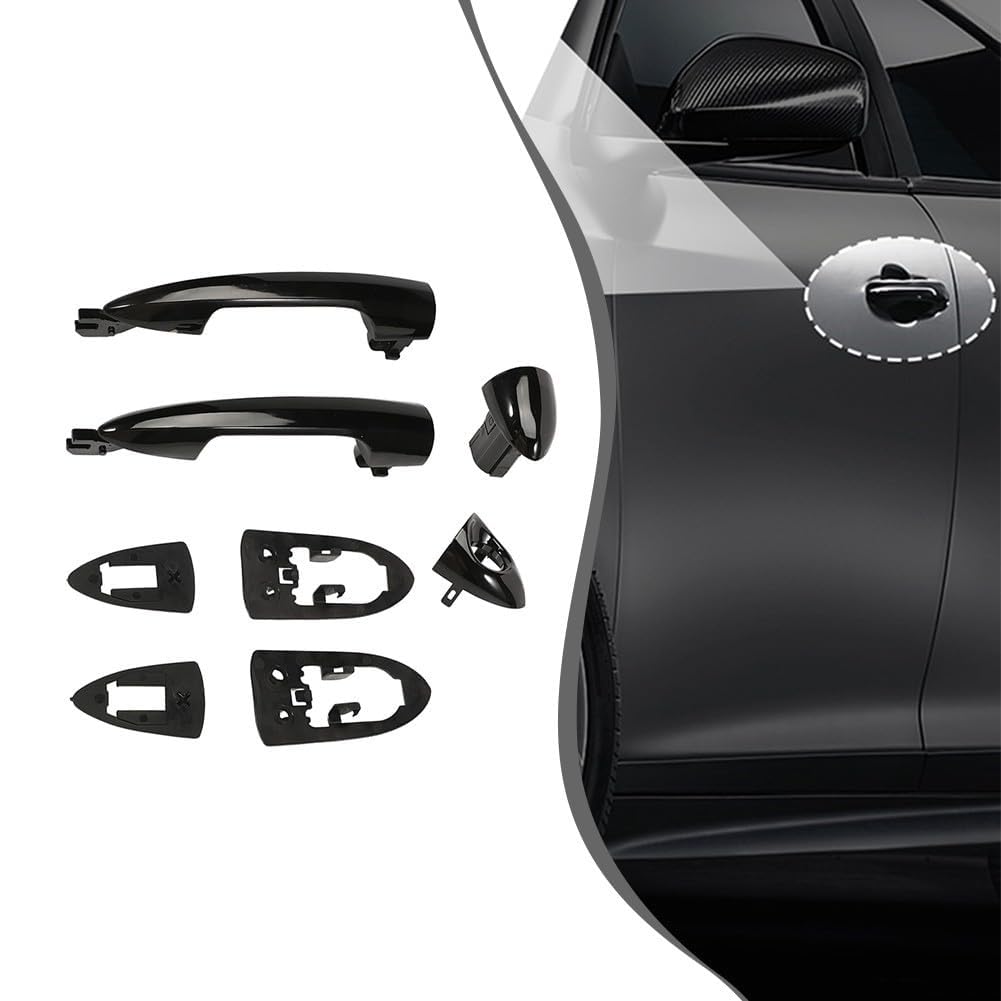 Maniglie per Porta Anteriore (1 Paio, Nere, per Alfa Romeo per Giulietta, per Mito, Lancia Y, Ricambio in plastica di Fabbrica (OEM 2156145296)