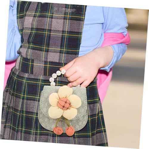 Girls Cute Mini Crossbody Purse Lightweight Floral Handbag with Pearl Accents for Little Girls Stylish Boy Shoulder Bag Green for Everyday Use4