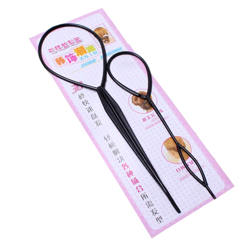 2Pcs/Set Women Girls Ponytail Maker Clip Tools Hair Ties Braider, Black