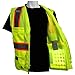 Global Glove GGS High Visibility Safety Vest - Lightweight Mesh, Reflective Tape, 6 Pockets - Construction, Transportation, Running/Biking, Hunting, Yellow/Green, XL
