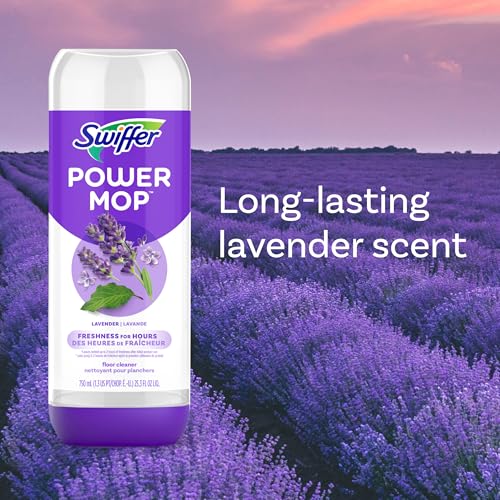 swiffer power mop refill solution floor cleaner for mopping tile vinyl laminate wood in home bathroom kitchen all purpose multi-surface solution for floor cleaning lavender scent 506oz