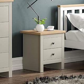 Vida Designs Arlington 2 Drawer Bedside Cabinet Chest of Drawers Table Storage Bedroom (Grey)