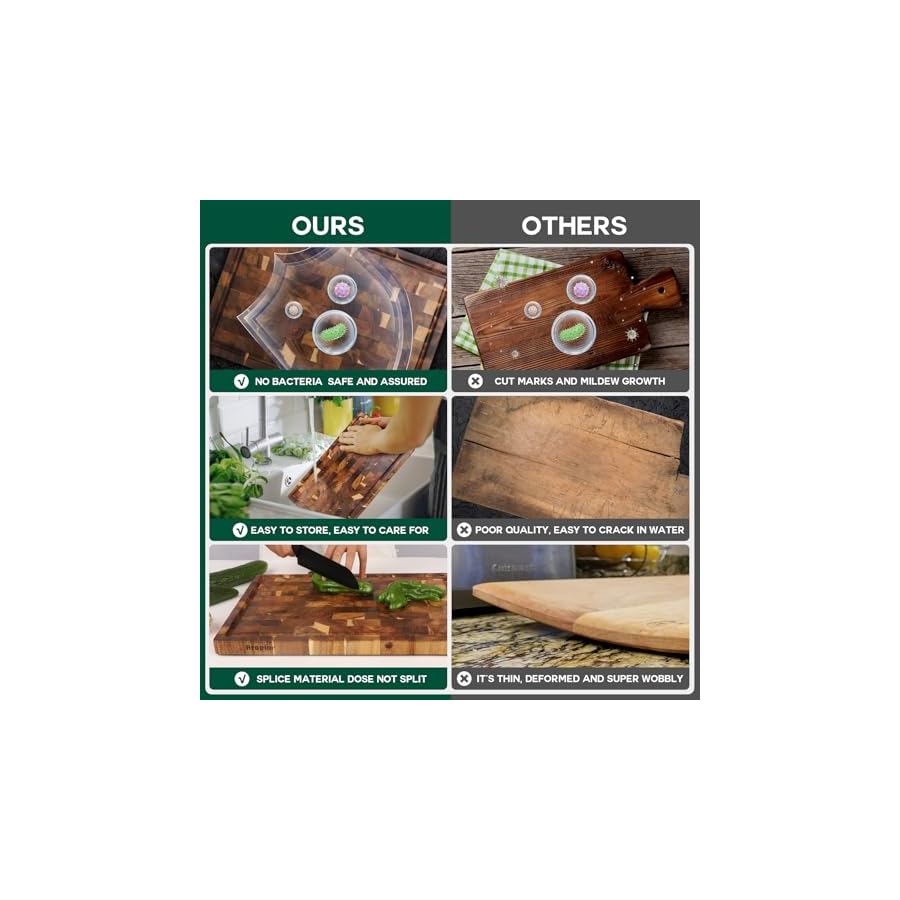 Aroplor Large Thick Acacia Wooden Cutting Boards 17*12*1inch,for Kitchen Large Chopping Boards with Juice Groove,Inner Handles,Non-slip design,Wooden Trays for Meat,Bread,Fruit Vegetables and Cheese