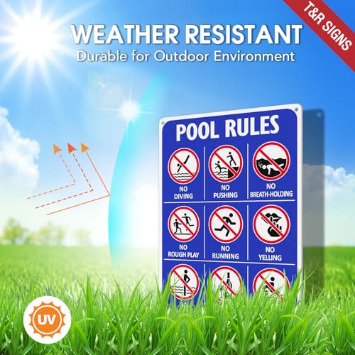 Cartel Reglas de Piscina T&R 14x10 Pulgadas Aluminio miniatura 3