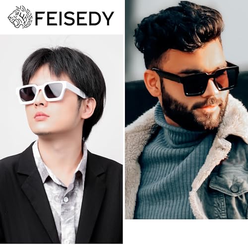 Image of FEISEDY Retro 90s Chunky Square Sunglasses for Women Men B2385