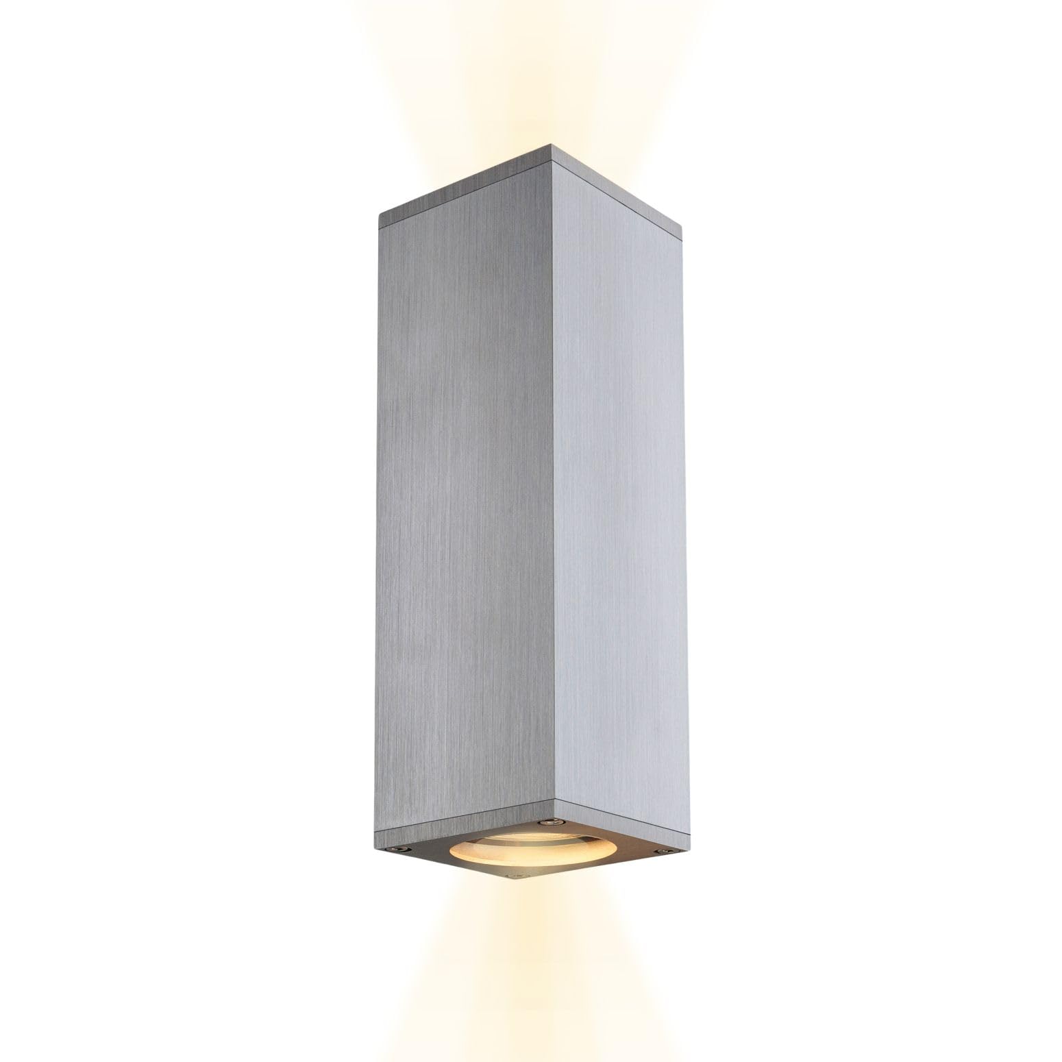 Theo Up & Down Outdoor Wandleuchte GU10 Aluminium-gebürstet IP44 max. 2x50W