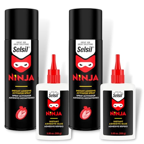 selsil CA Glue Accelerator 2 x 3.50 oz CA Glue 2 x 13.50 fl oz Activator Professional Fast Adhesive Super Glue Adhesive Accelerators for Woodworking Woodturning Carpentry 2 Pack)