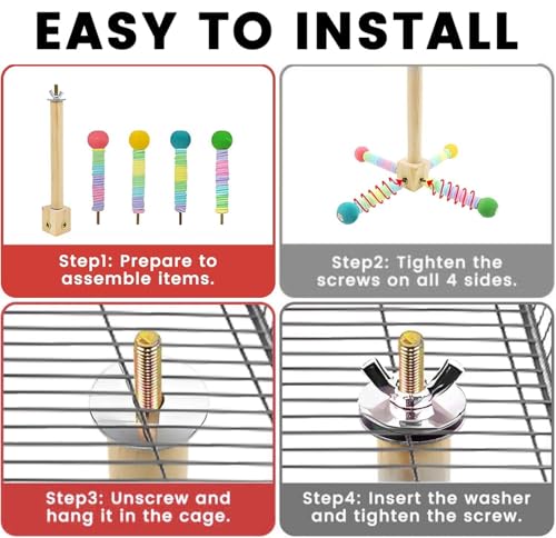 Image of Bird Stand Perch Toy Parakeet Interactive Rotating Chew Toy Wooden Exercise Parrot Toys,Cockatiel Toys for Bird Cage Accessories for Small and Medium Parrots to Expend Energy