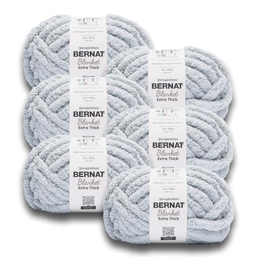 Image of Bernat Extra Thick Chunky Yarn for Crocheting Soft, Fog Blue, 6-Pack