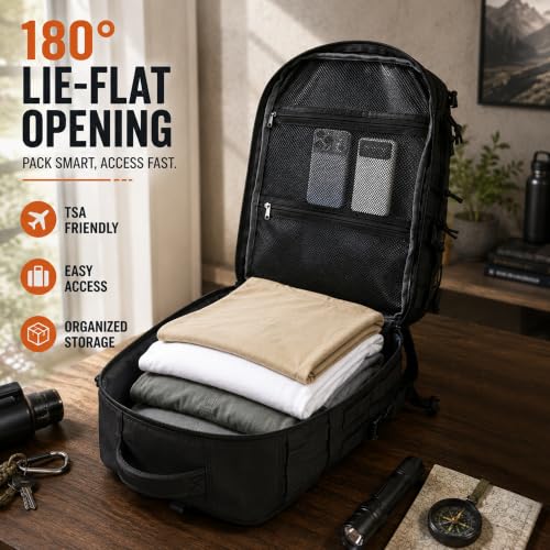 Image of Tactical Backpack for Men, 25L /35L /45L EDC Backpack with Laptop Compartment, MOLLE System, Water-Resistant 900D Fabric, Multi-Pocket Travel Backpack for Hiking, Camping, Gym and Daily Use