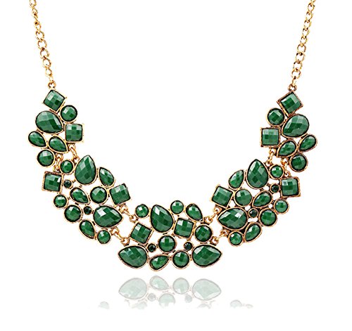 Preisvergleich Produktbild DELEY Mode Frauen Geometrie Chunky Blase Bib Aussage Kragen Halskette Grün