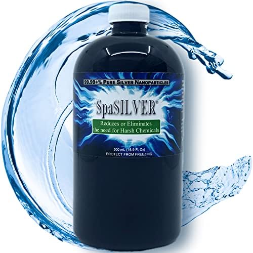 SpaSILVER Water Treatment for Hot Tubs and Spas - Concentrated True Colloidal Silver - 500 mL (16.9 Fl Oz) in Blue BPA-Free Plastic Bottle