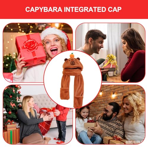 Gorro capibara peluche 3 en 1 ideal para regalar en invierno a mujeres 4