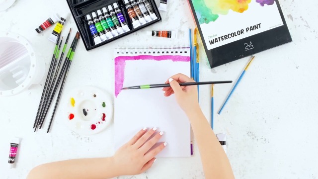 Amazon | Ohuhu 水彩絵の具セット 24色 6本水彩筆 絵の具 絵具